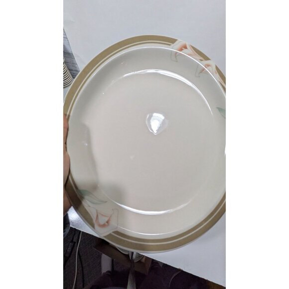 Syracuse China Calla Lily Oval Dinner Plate Cream Brown Floral Design Vintage - Picture 10 of 10